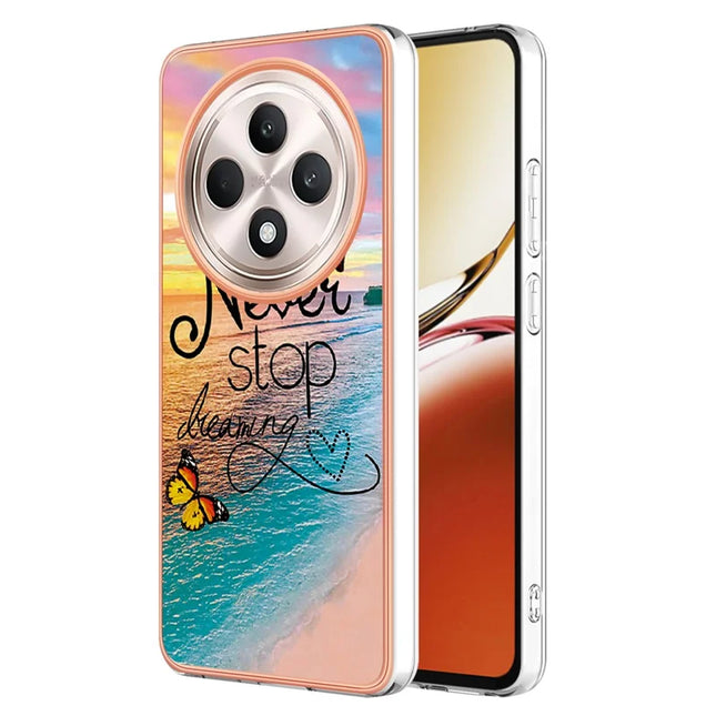 For Oppo Reno12 F 5G / Oppo Reno12 F 4G Case with IMD Marble Flower Pattern TPU Mobile Back Cover  - Never Stop Dreaming