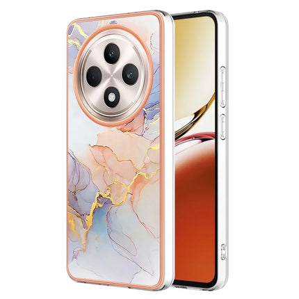 For Oppo Reno12 F 5G / Oppo Reno12 F 4G Case with IMD Marble Flower Pattern TPU Mobile Back Cover  - Milky Way Marble White