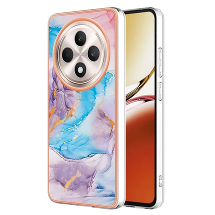 For Oppo Reno12 F 5G / Oppo Reno12 F 4G Case with IMD Marble Flower Pattern TPU Mobile Back Cover  - Milky Way Marble Blue