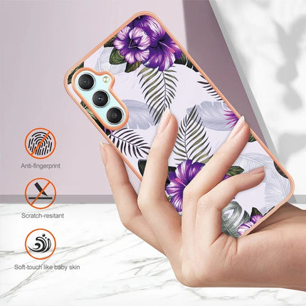 For Samsung Galaxy A16 4G / Galaxy A16 5G Case with IMD Marble Flower Pattern TPU Mobile Back Cover