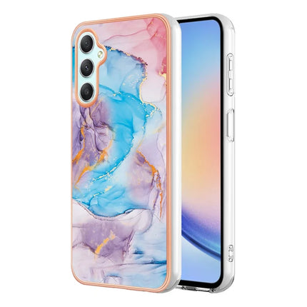 For Samsung Galaxy A16 4G / Galaxy A16 5G Case with IMD Marble Flower Pattern TPU Mobile Back Cover  - Milky Way Marble Blue