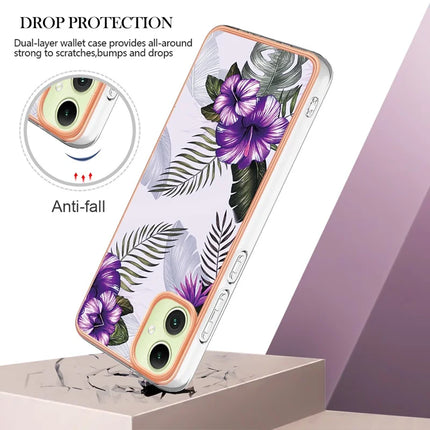 For Samsung Galaxy A06 Case with IMD Marble Flower Pattern TPU Mobile Back Cover