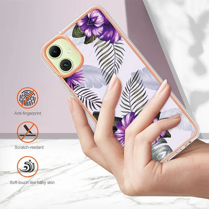 For Samsung Galaxy A06 Case with IMD Marble Flower Pattern TPU Mobile Back Cover