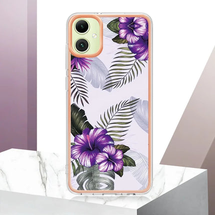 For Samsung Galaxy A06 Case with IMD Marble Flower Pattern TPU Mobile Back Cover
