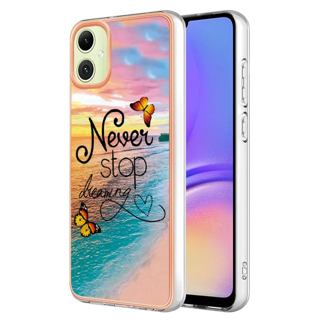 For Samsung Galaxy A06 Case with IMD Marble Flower Pattern TPU Mobile Back Cover  - Never Stop Dreaming