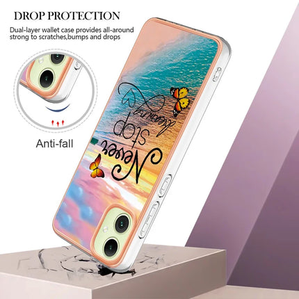 For Samsung Galaxy A06 Case with IMD Marble Flower Pattern TPU Mobile Back Cover