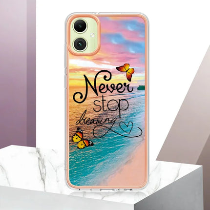 For Samsung Galaxy A06 Case with IMD Marble Flower Pattern TPU Mobile Back Cover