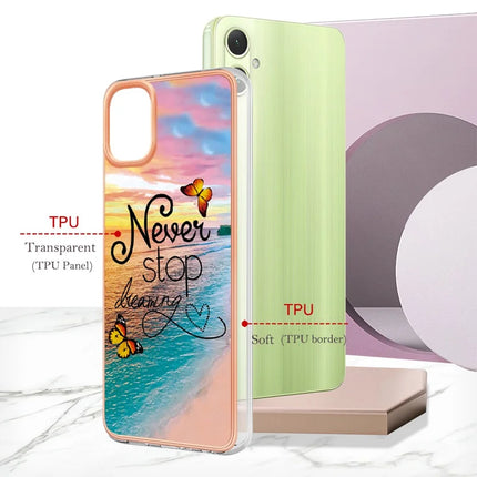 For Samsung Galaxy A06 Case with IMD Marble Flower Pattern TPU Mobile Back Cover
