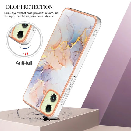 For Samsung Galaxy A06 Case with IMD Marble Flower Pattern TPU Mobile Back Cover