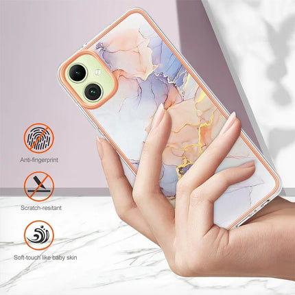 For Samsung Galaxy A06 Case with IMD Marble Flower Pattern TPU Mobile Back Cover