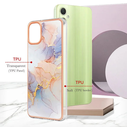For Samsung Galaxy A06 Case with IMD Marble Flower Pattern TPU Mobile Back Cover