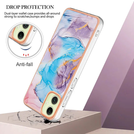 For Samsung Galaxy A06 Case with IMD Marble Flower Pattern TPU Mobile Back Cover
