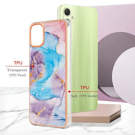 For Samsung Galaxy A06 Case with IMD Marble Flower Pattern TPU Mobile Back Cover