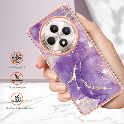 For Oppo Reno12 F 5G / Oppo Reno12 F 4G TPU Case with IMD Marble Pattern Electroplated Back Cover
