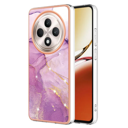 For Oppo Reno12 F 5G / Oppo Reno12 F 4G TPU Case with IMD Marble Pattern Electroplated Back Cover - Purple 001