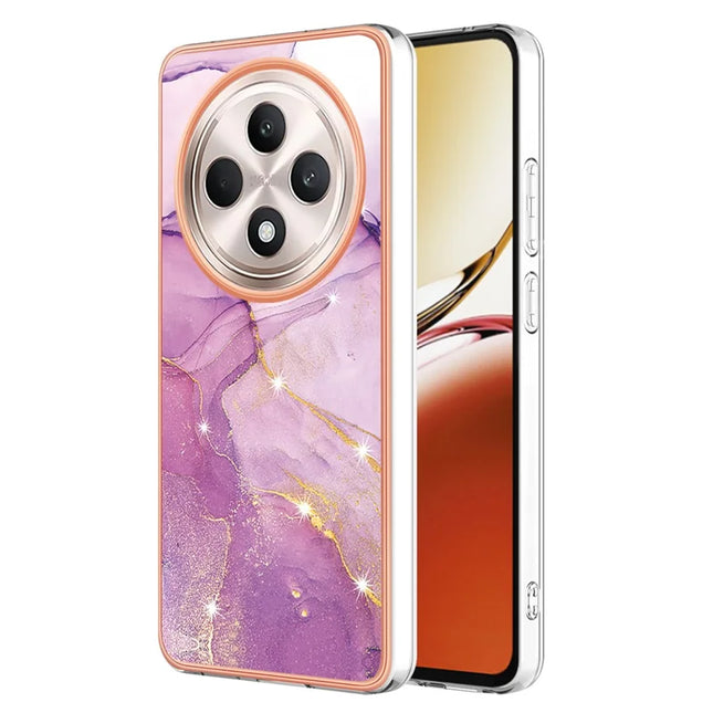 For Oppo Reno12 F 5G / Oppo Reno12 F 4G TPU Case with IMD Marble Pattern Electroplated Back Cover - Purple 001