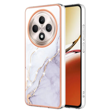 For Oppo Reno12 F 5G / Oppo Reno12 F 4G TPU Case with IMD Marble Pattern Electroplated Back Cover - White 006