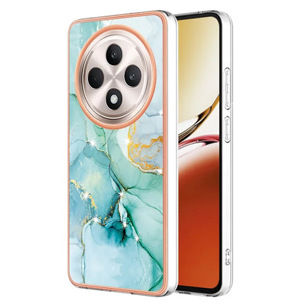 For Oppo Reno12 F 5G / Oppo Reno12 F 4G TPU Case with IMD Marble Pattern Electroplated Back Cover - Green 003