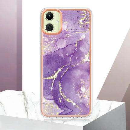 For Samsung Galaxy A06 TPU Case with IMD Marble Pattern Electroplated Back Cover