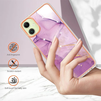For Samsung Galaxy A06 TPU Case with IMD Marble Pattern Electroplated Back Cover