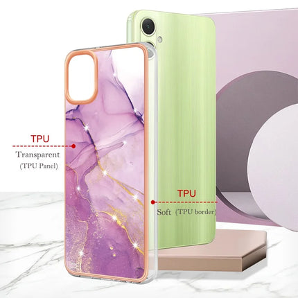 For Samsung Galaxy A06 TPU Case with IMD Marble Pattern Electroplated Back Cover