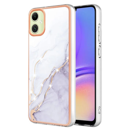 For Samsung Galaxy A06 TPU Case with IMD Marble Pattern Electroplated Back Cover - White 006