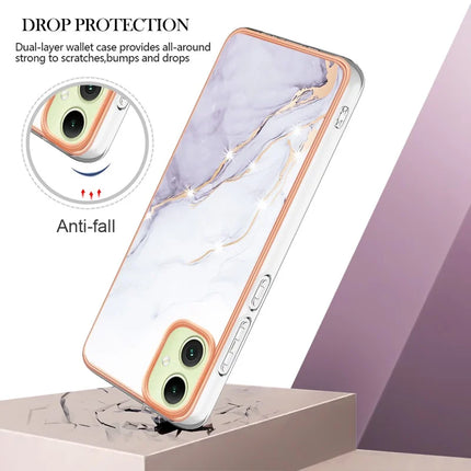 For Samsung Galaxy A06 TPU Case with IMD Marble Pattern Electroplated Back Cover