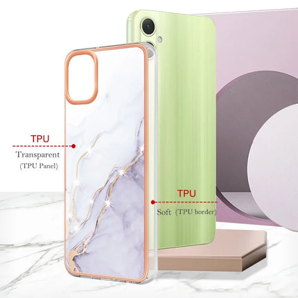 For Samsung Galaxy A06 TPU Case with IMD Marble Pattern Electroplated Back Cover