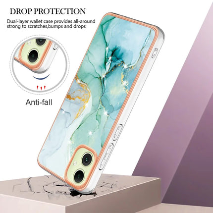 For Samsung Galaxy A06 TPU Case with IMD Marble Pattern Electroplated Back Cover