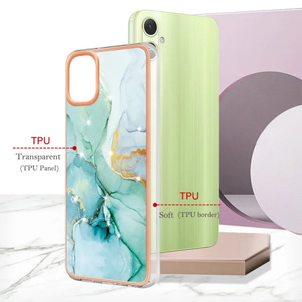 For Samsung Galaxy A06 TPU Case with IMD Marble Pattern Electroplated Back Cover