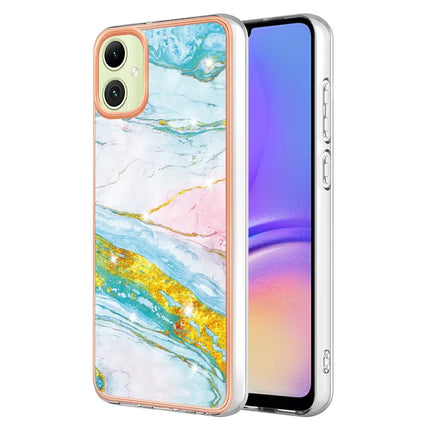 For Samsung Galaxy A06 TPU Case with IMD Marble Pattern Electroplated Back Cover - Green 004