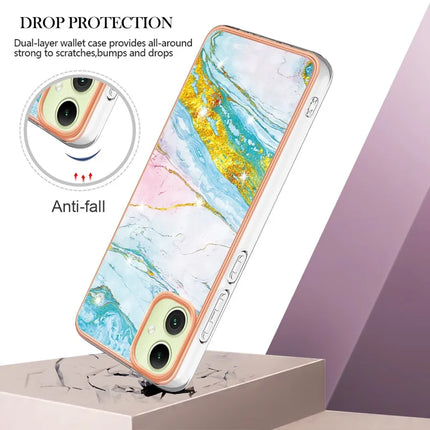 For Samsung Galaxy A06 TPU Case with IMD Marble Pattern Electroplated Back Cover