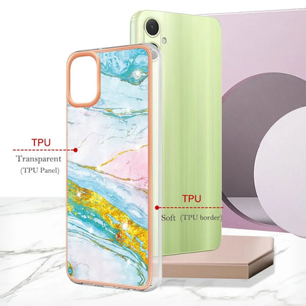 For Samsung Galaxy A06 TPU Case with IMD Marble Pattern Electroplated Back Cover
