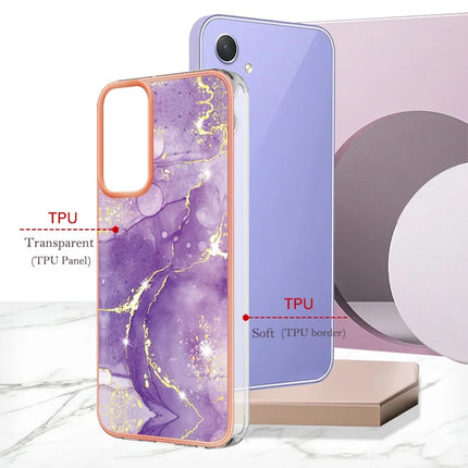 For Samsung Galaxy A16 5G / Galaxy A16 4G TPU Case with IMD Marble Pattern Electroplated Back Cover