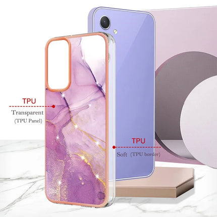 For Samsung Galaxy A16 5G / Galaxy A16 4G TPU Case with IMD Marble Pattern Electroplated Back Cover