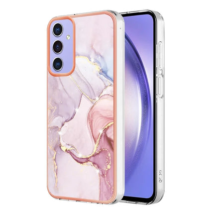 For Samsung Galaxy A16 5G / Galaxy A16 4G TPU Case with IMD Marble Pattern Electroplated Back Cover - Rose Gold 005