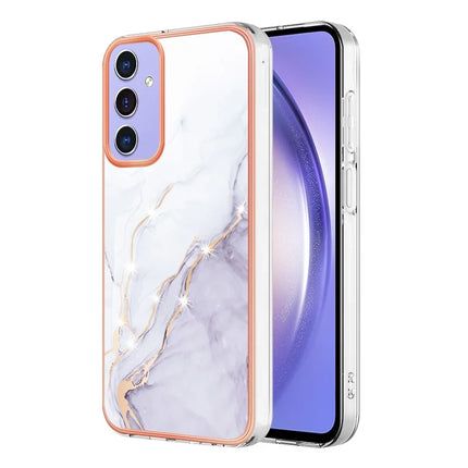 For Samsung Galaxy A16 5G / Galaxy A16 4G TPU Case with IMD Marble Pattern Electroplated Back Cover - White 006