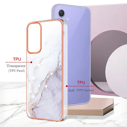 For Samsung Galaxy A16 5G / Galaxy A16 4G TPU Case with IMD Marble Pattern Electroplated Back Cover