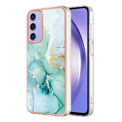 For Samsung Galaxy A16 5G / Galaxy A16 4G TPU Case with IMD Marble Pattern Electroplated Back Cover - Green 003