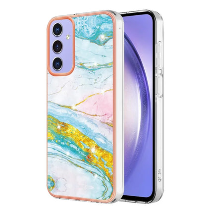 For Samsung Galaxy A16 5G / Galaxy A16 4G TPU Case with IMD Marble Pattern Electroplated Back Cover - Green 004