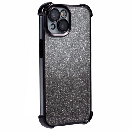For iPhone 14 Case Glitter TPU Phone Cover Reinforced Corners - Black