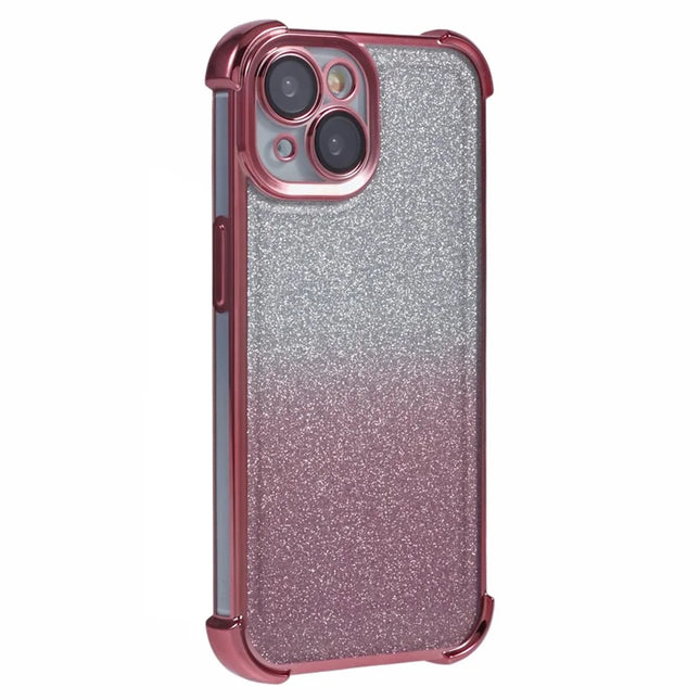 For iPhone 14 Case Glitter TPU Phone Cover Reinforced Corners - Pink