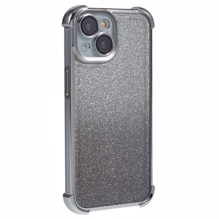 For iPhone 14 Case Glitter TPU Phone Cover Reinforced Corners - Silver