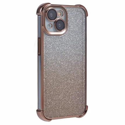 For iPhone 14 Case Glitter TPU Phone Cover Reinforced Corners - Gold