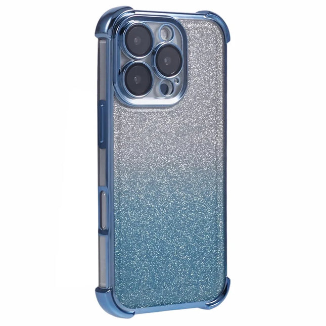 For iPhone 16 Pro Max Case Glitter TPU Phone Cover Reinforced Corners - Blue