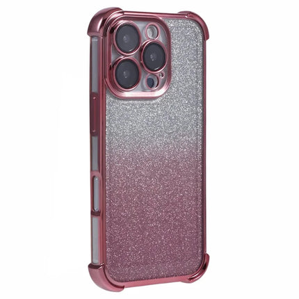 For iPhone 16 Pro Max Case Glitter TPU Phone Cover Reinforced Corners - Pink