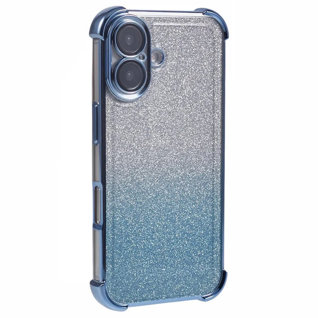 For iPhone 16 Plus Case Glitter TPU Phone Cover Reinforced Corners - Blue