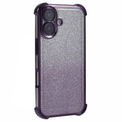 For iPhone 16 Plus Case Glitter TPU Phone Cover Reinforced Corners - Purple