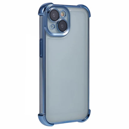 For iPhone 14 Case Reinforced Corners TPU Clear Back Cover - Blue
