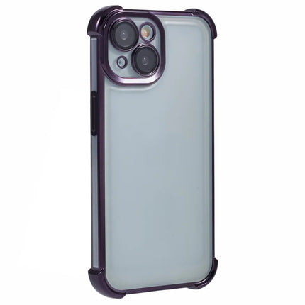 For iPhone 14 Case Reinforced Corners TPU Clear Back Cover - Purple